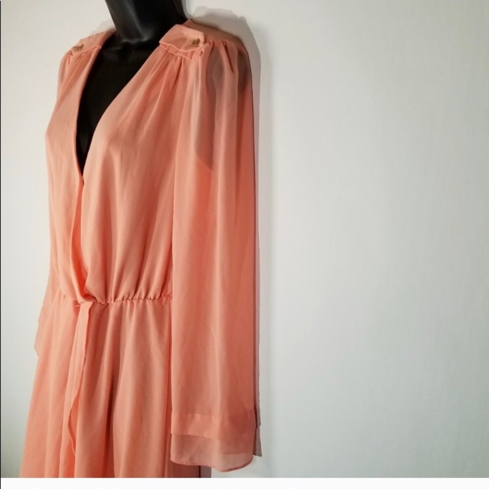 Pink coral dress with bell sleeves